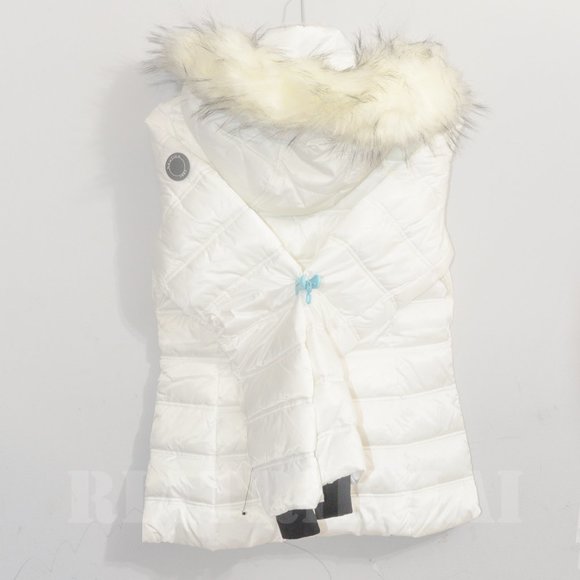 NWT Nautica Women's Zip Off Hood Faux Fur Trim Puffer Jacket WHITE - Picture 12 of 13